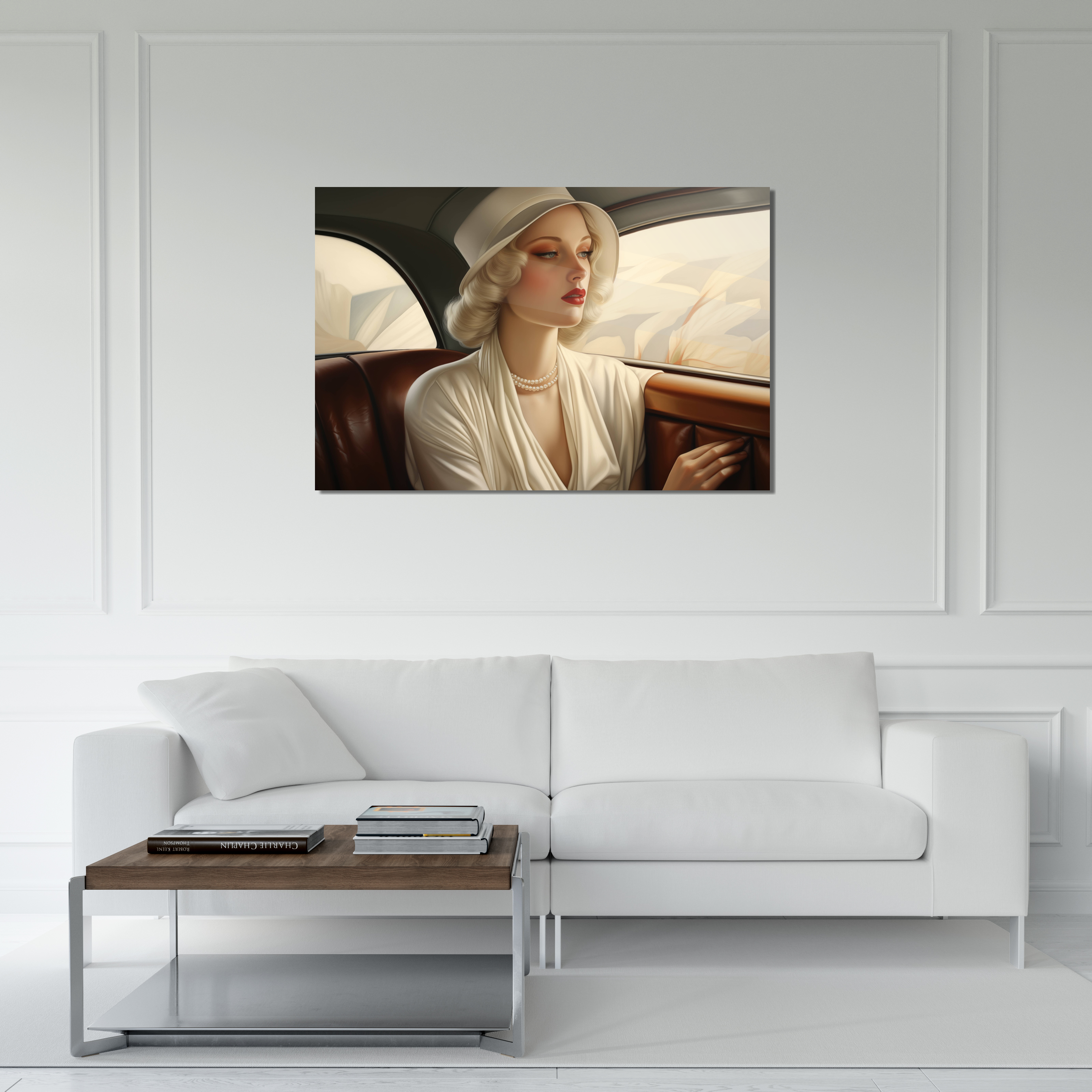 Glasschilderij - Exclusive - Liggend - Luxury Classic Car WaterColor