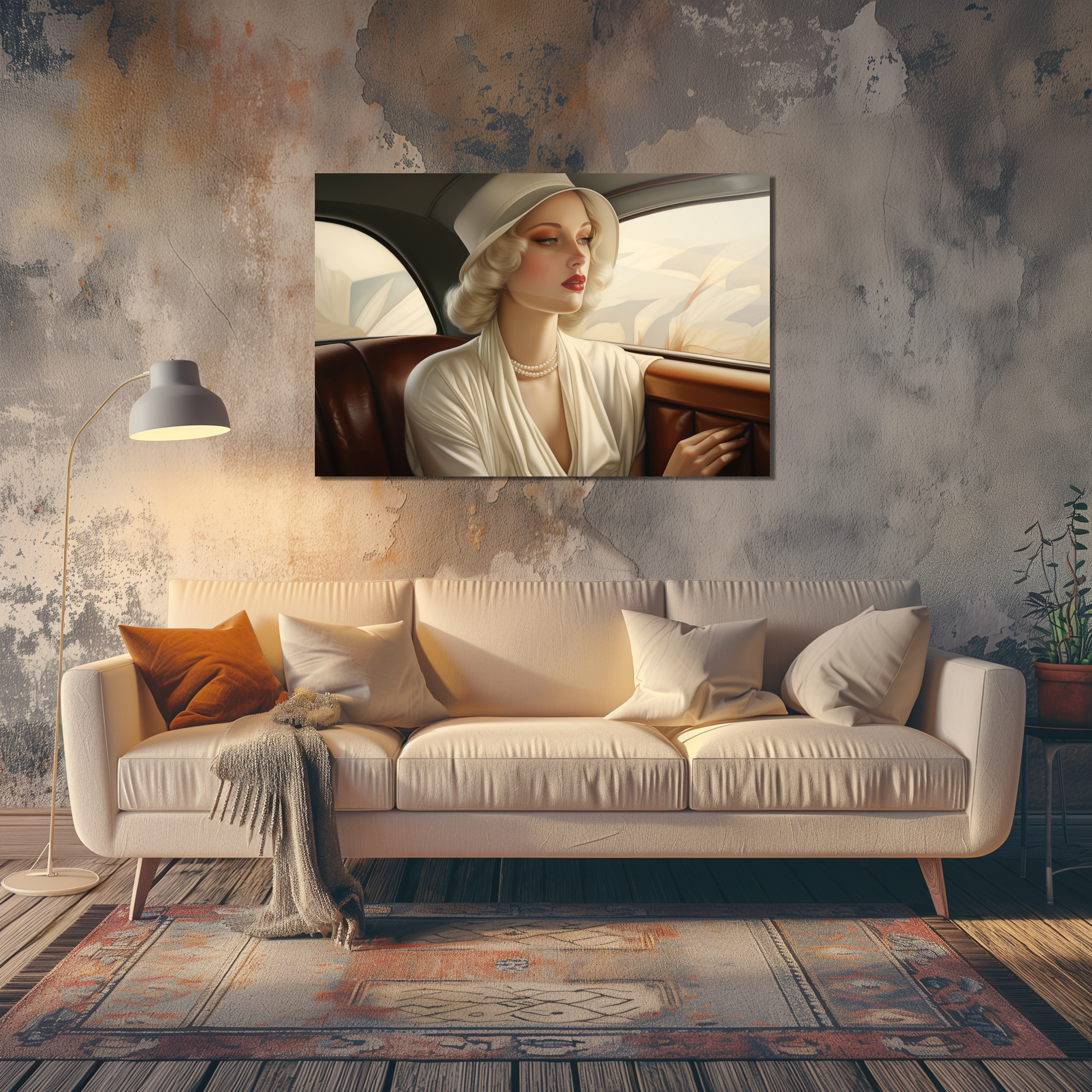 Glasschilderij - Exclusive - Liggend - Luxury Classic Car WaterColor