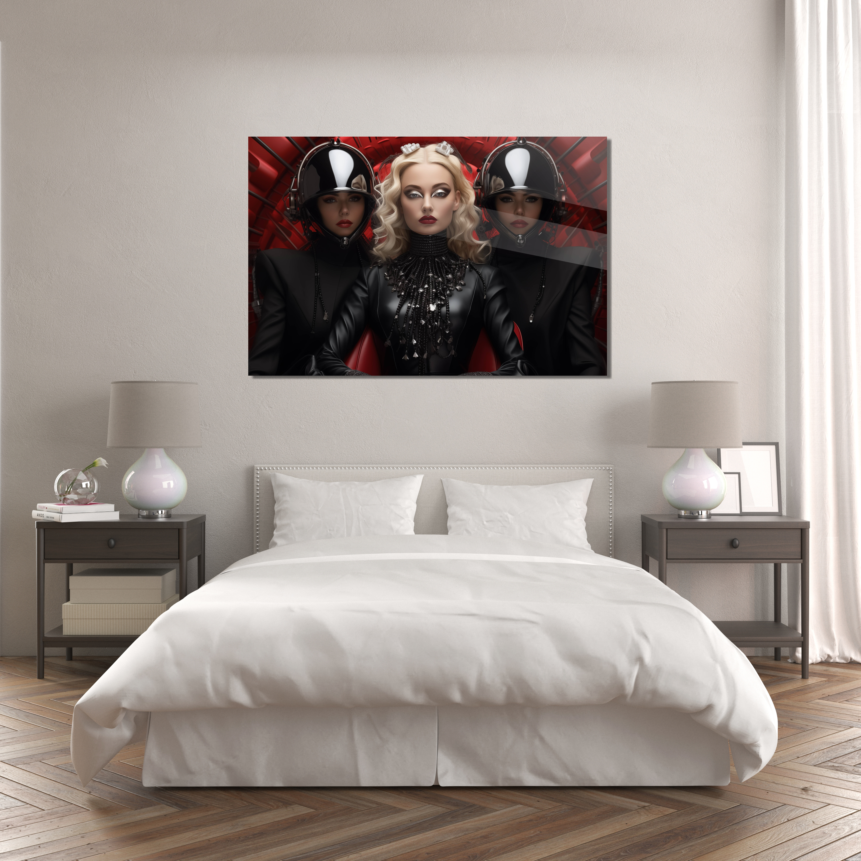 Glasschilderij - Exclusive - Liggend - Red Velvet Models