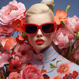 Glasschilderij - Exclusive - Liggend - Bloeiende Rode Rozen 150x100x0.4 cm