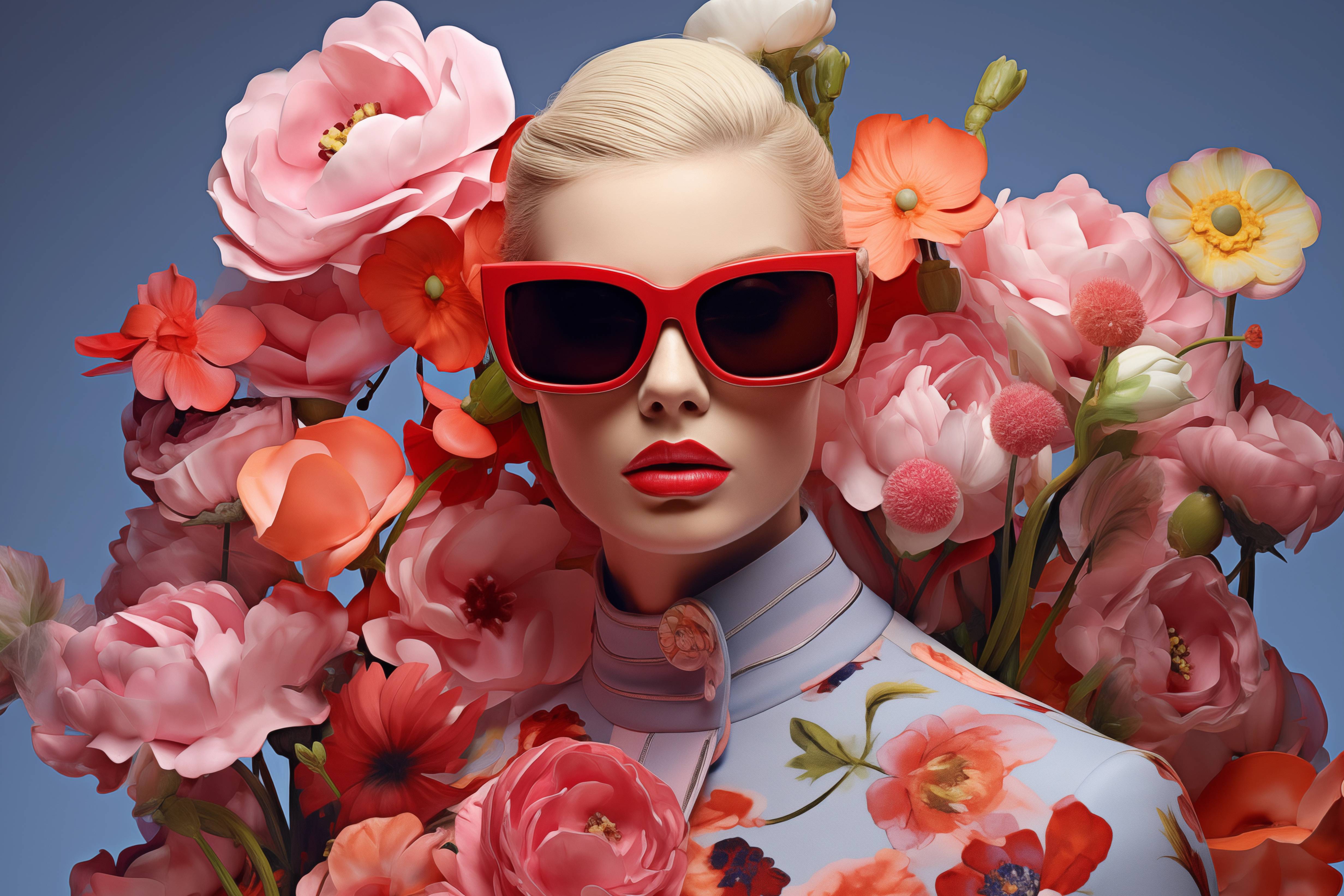 Glasschilderij - Exclusive - Liggend - Bloeiende Rode Rozen 150x100x0.4 cm