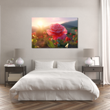 Glasschilderij - Exclusive - Liggend - Roze Roos Flora