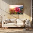 Glasschilderij - Exclusive - Liggend - Roze Roos Flora