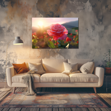 Glasschilderij - Exclusive - Liggend - Roze Roos Flora