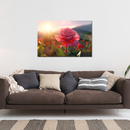 Glasschilderij - Exclusive - Liggend - Roze Roos Flora