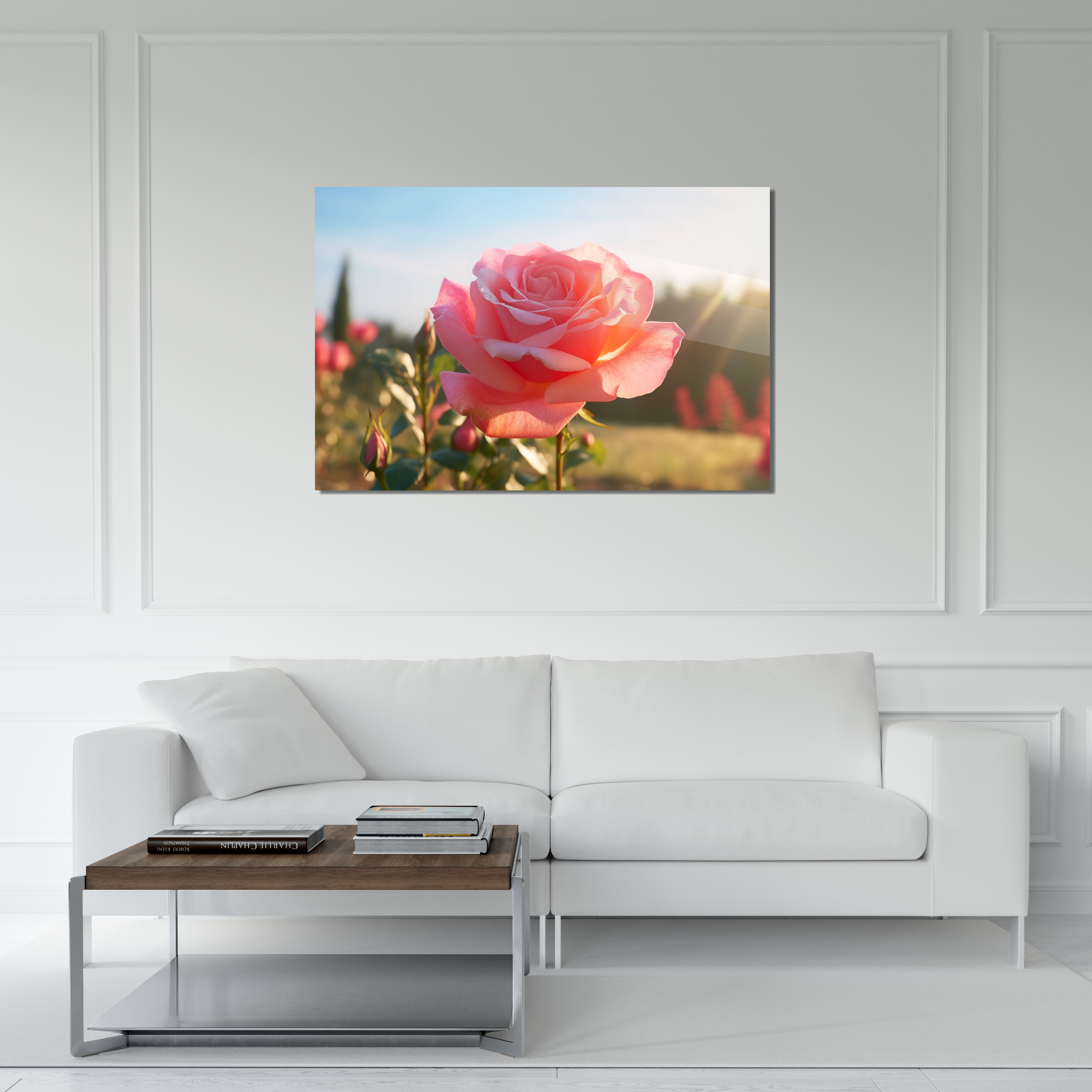 Glasschilderij - Exclusive - Liggend - Roos Bloemen