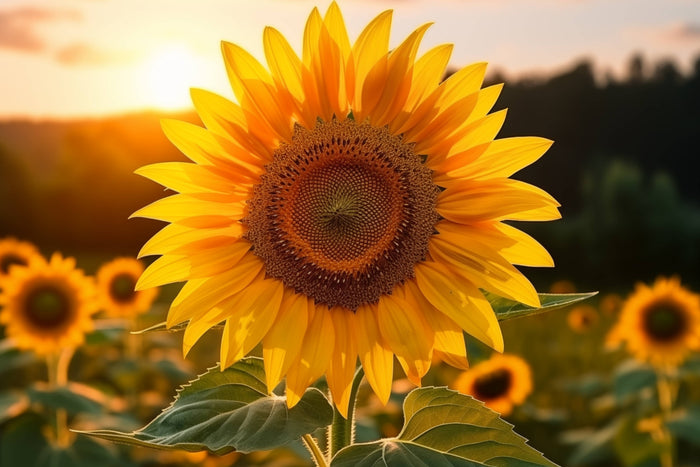 Glasschilderij - Exclusive - Liggend - Zonnebloem