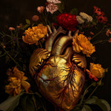 Glasschilderij - Exclusive - Liggend - Gouden Hart 150x100x0.4 cm