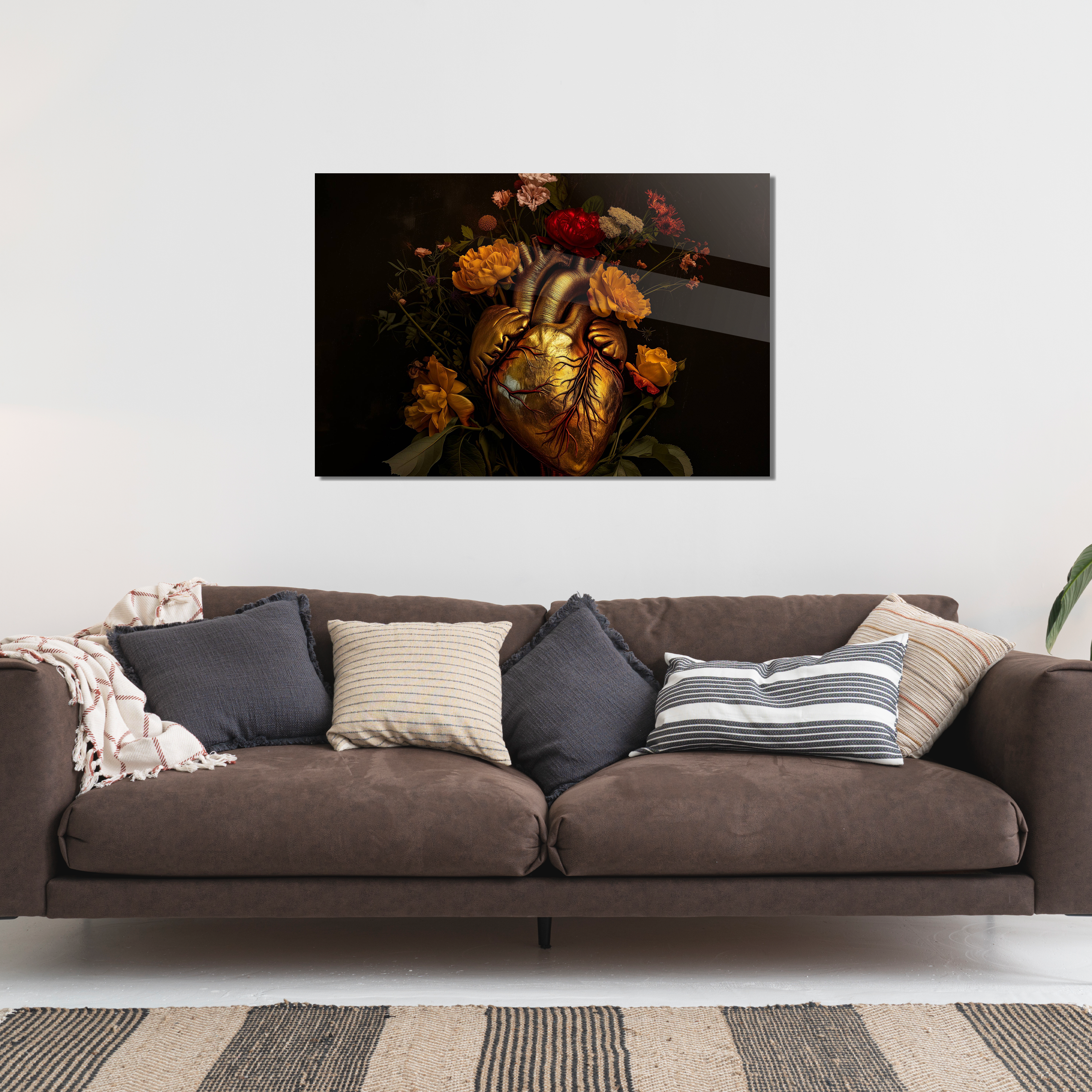 Glasschilderij - Exclusive - Liggend - Gouden Hart