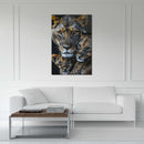 Glasschilderij - Exclusive - Staand - Leeuwenfamilie Moeder 2 Welpjes Lisa