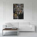 Glasschilderij - Exclusive - Staand - Leeuwenfamilie Moeder 1 Welpje Anouk - Gouden Eeuw Serie