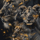 Glasschilderij - Exclusive - Staand - Leeuwenfamilie Natalie - Gouden Eeuw Serie 100x150x0.4 cm