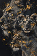 Glasschilderij - Exclusive - Staand - Leeuwenfamilie Natalie - Gouden Eeuw Serie 100x150x0.4 cm