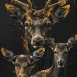 Glasschilderij - Exclusive - Staand - Hertenfamilie 2 Hertjes Aria - Gouden Eeuw Serie 100x150x0.4 cm