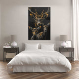 Glasschilderij - Exclusive - Staand - Hertenfamilie 2 Hertjes Aria - Gouden Eeuw Serie