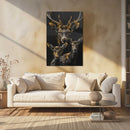 Glasschilderij - Exclusive - Staand - Hertenfamilie 2 Hertjes Aria - Gouden Eeuw Serie