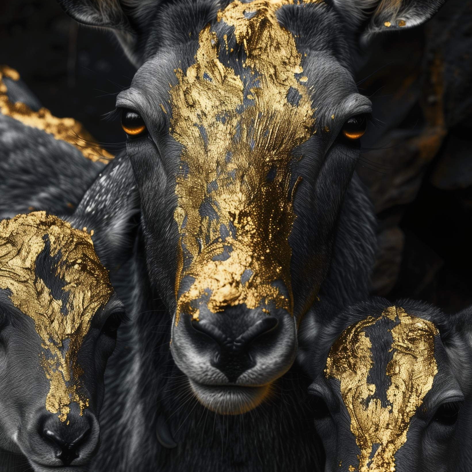 Glasschilderij - Exclusive - Staand - Aura van de Geitenfamilie - Gouden Eeuw Serie 100x150x0.4 cm