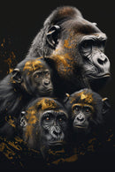 Glasschilderij - Exclusive - Staand - Gorillafamilie - Gouden Eeuw Serie 100x150x0.4 cm