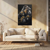 Glasschilderij - Exclusive - Staand - Gorillafamilie - Gouden Eeuw Serie