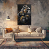 Glasschilderij - Exclusive - Staand - Gorillafamilie - Gouden Eeuw Serie