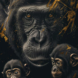 Glasschilderij - Exclusive - Staand - Apenfamilie 2 Aapjes De Stam - Gouden Eeuw Serie 100x150x0.4 cm