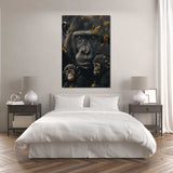 Glasschilderij - Exclusive - Staand - Apenfamilie 2 Aapjes De Stam - Gouden Eeuw Serie