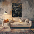 Glasschilderij - Exclusive - Staand - Apenfamilie 2 Aapjes De Stam - Gouden Eeuw Serie