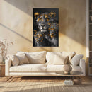 Glasschilderij - Exclusive - Staand - Leeuwenfamilie Moeder en 2 Welpjes Leeuwenhart - Gouden Eeuw Serie