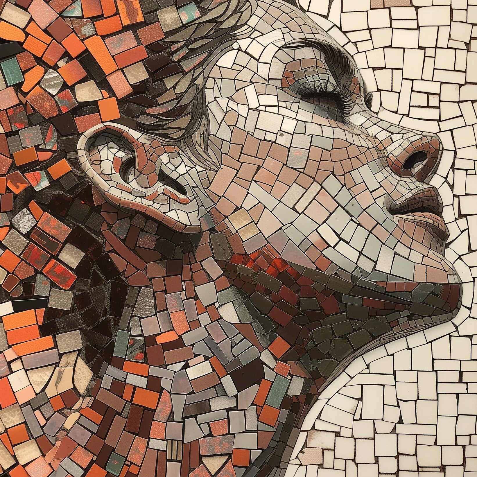 Glasschilderij - Exclusive - Staand - Avery Mozaïek Abstract 100x150x0.4 cm