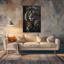 Glasschilderij - Exclusive - Staand - Leeuwenfamilie 2 Welpjes, Riley - Gouden Eeuw Serie