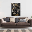 Glasschilderij - Exclusive - Staand - Leeuwenfamilie 1 Welpje Wildhart - Gouden Eeuw Serie