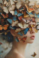 Glasschilderij - Exclusive - Staand - Vrouw met Vlinders Aubrey 100x150x0.4 cm