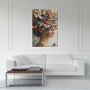 Glasschilderij - Exclusive - Staand - Vrouw met Vlinders Aubrey