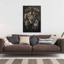 Glasschilderij - Exclusive - Staand - Leeuwenfamilie 2 Welpjes, het Zand - Gouden Eeuw Serie