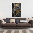 Glasschilderij - Exclusive - Staand - Leeuwenfamilie Moeder 2 Welpjes, de Levensboom - Gouden Eeuw Serie