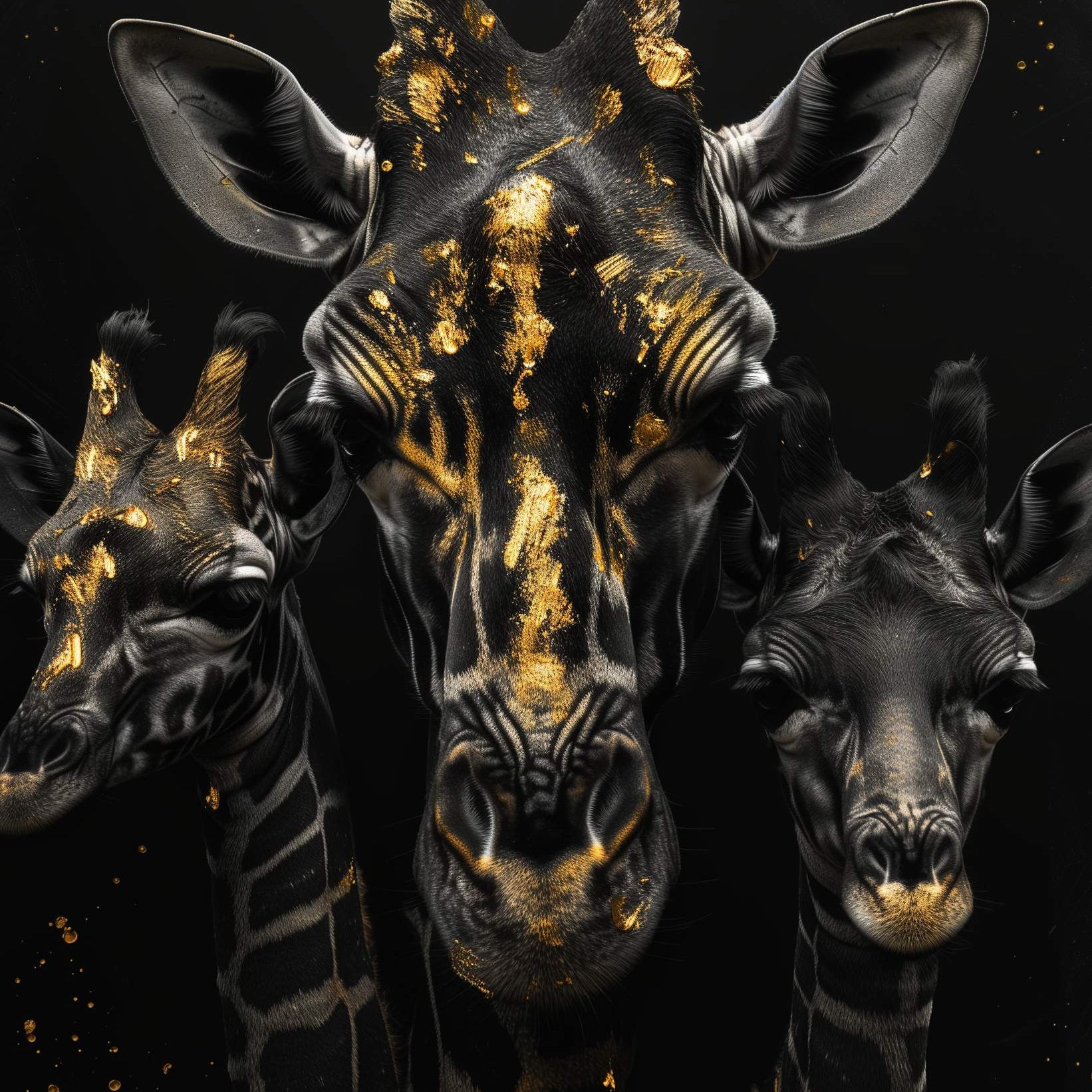 Glasschilderij - Exclusive - Staand - Giraffenfamilie, de Safari - Gouden Eeuw Serie 100x150x0.4 cm