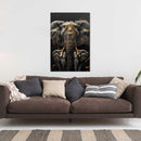 Glasschilderij - Exclusive - Staand - Olifantenfamilie 2 Kalfjes - Gouden Eeuw Serie