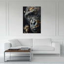 Glasschilderij - Exclusive - Staand - Apenfamilie 1 Aapje, het Late Licht - Gouden Eeuw Serie