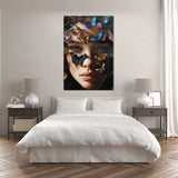 Glasschilderij - Exclusive - Staand - Vrouw met Vlinders Grasland