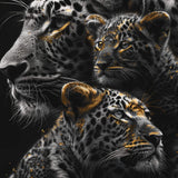 Glasschilderij - Exclusive - Staand - Panter 2 Welpen, Schildwachten - Gouden Eeuw Serie 100x150x0.4 cm