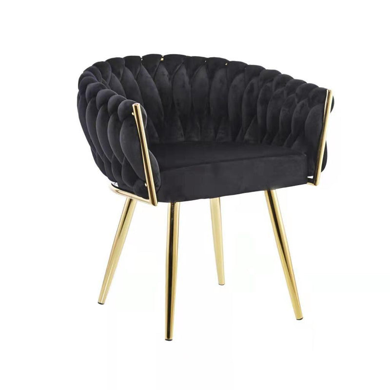 Eva Chair Velvet Black Gold Frame - Luxury Living 