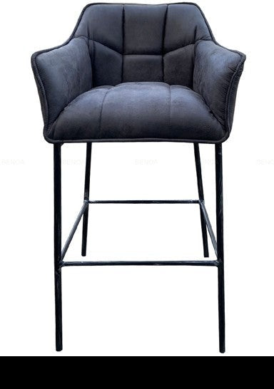 Barkruk - Industrieel - Middle Green, Antraciet, Cognac - meubelboutique.nl