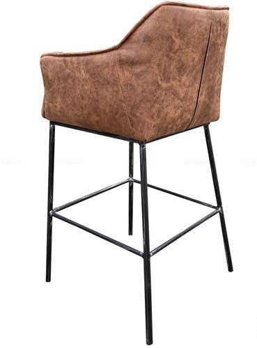 Barkruk - Industrieel - Middle Green, Antraciet, Cognac - meubelboutique.nl