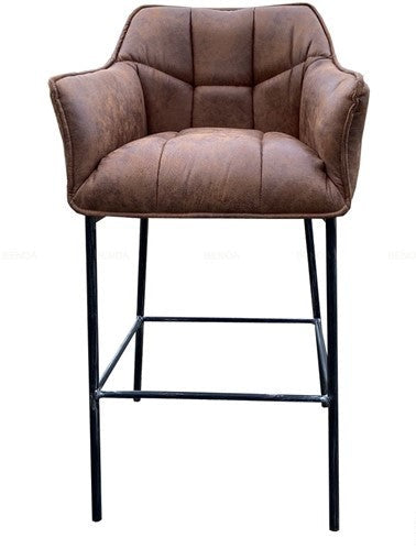 Barkruk - Industrieel - Middle Green, Antraciet, Cognac - meubelboutique.nl