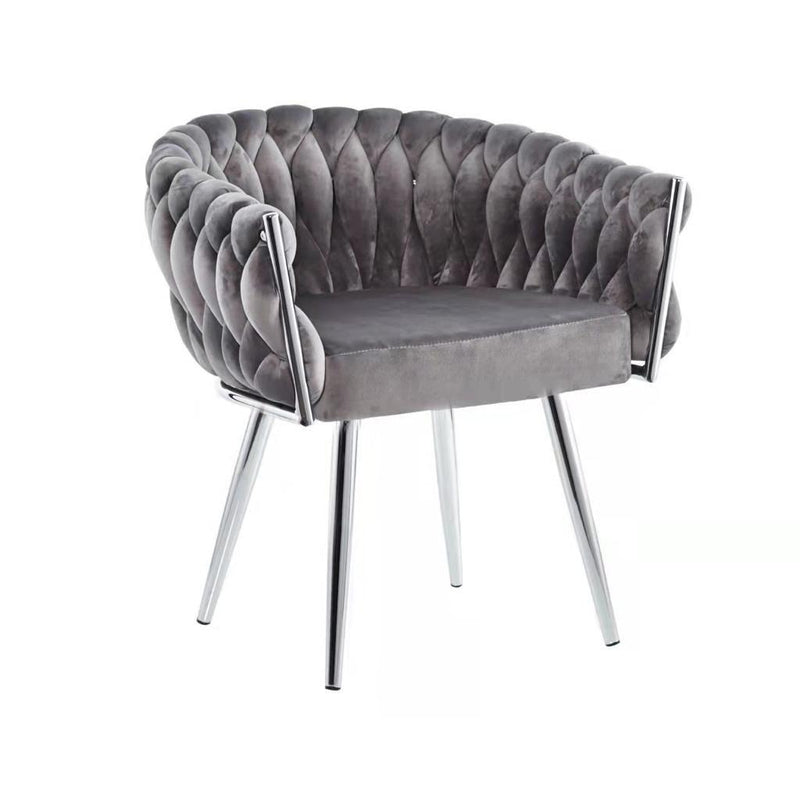 Eva Chair Velvet Grey Chrome Frame - Luxury Living 